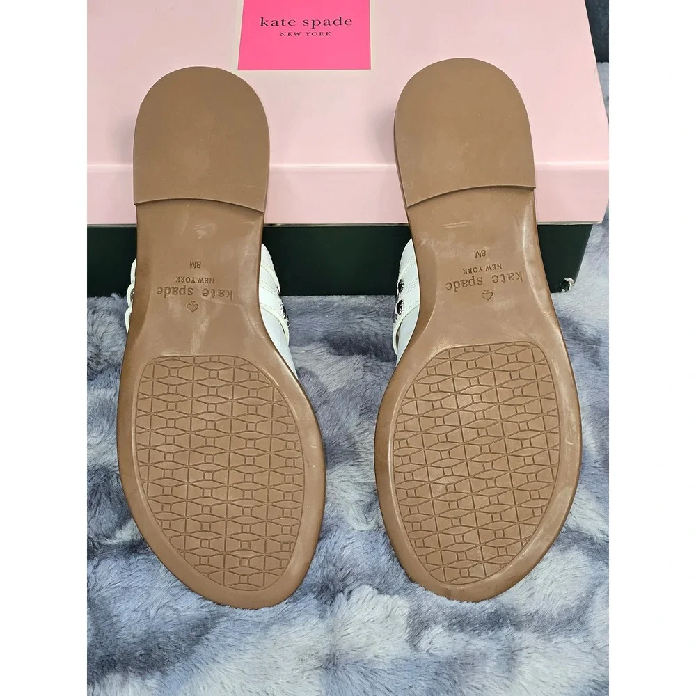 NWB Kate Spade Carol Sandal White Studded Patent Leather Womens 8